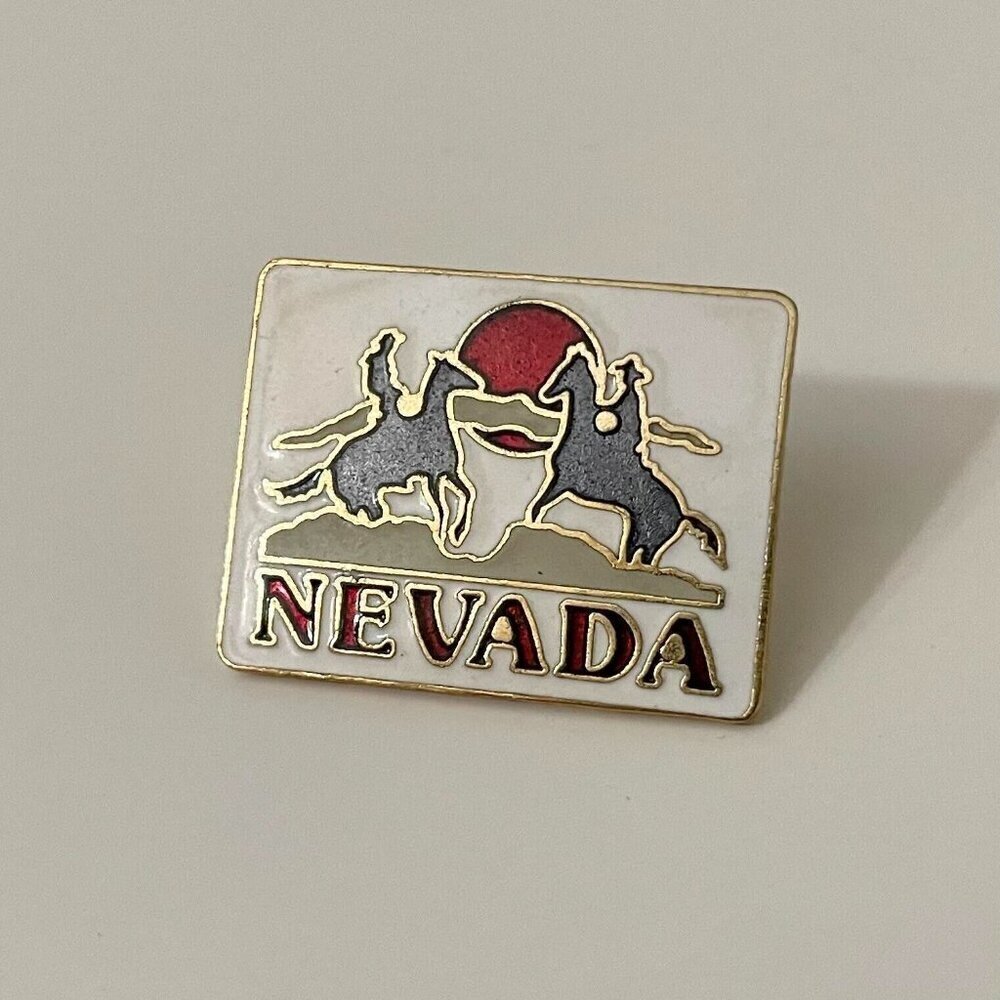 Vintage Nevada Pin Cowboys Horses